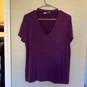 Purple cut out neck tee Size Large